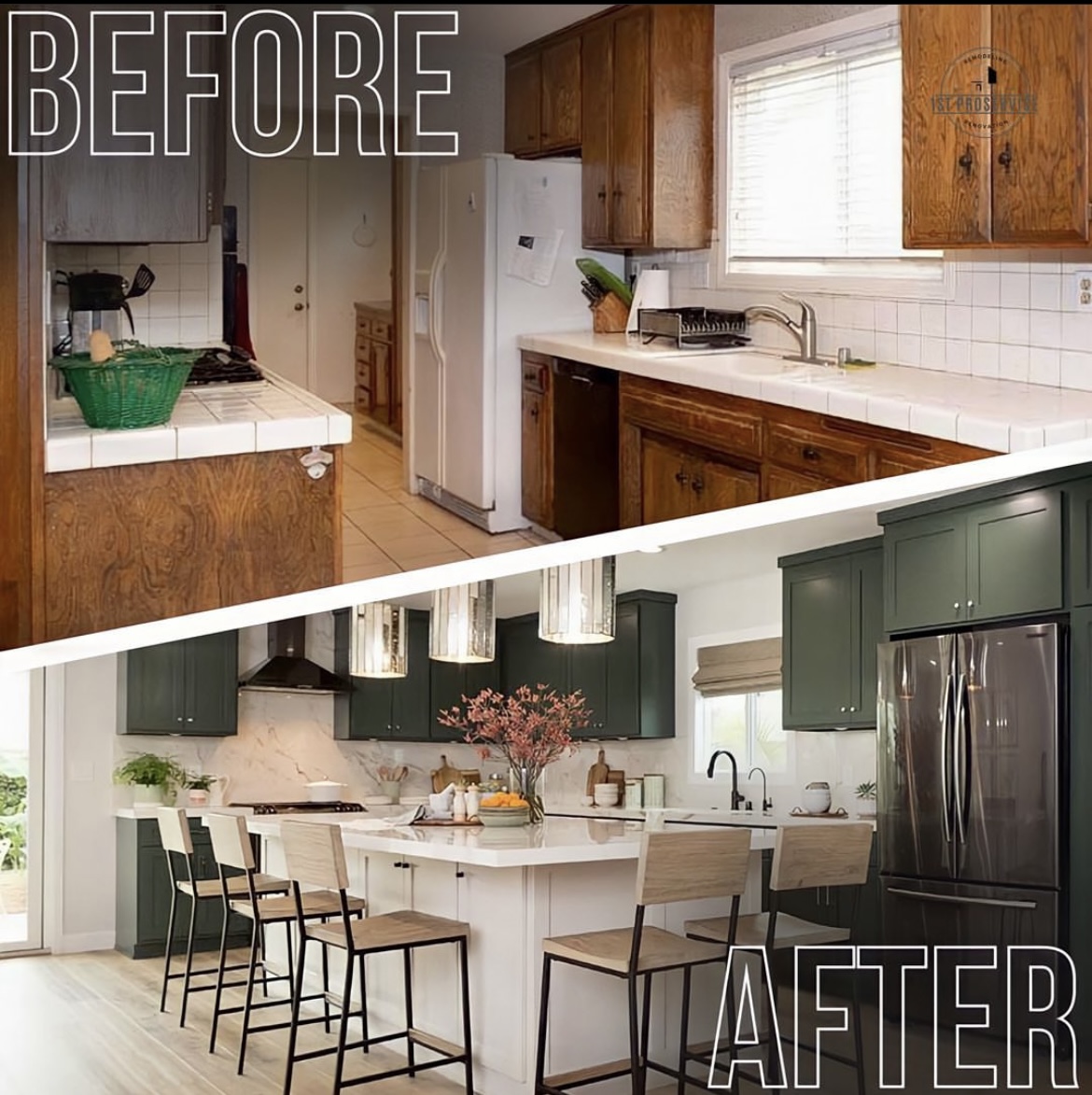 Kitchen transformation by 1st Proservice, before and after